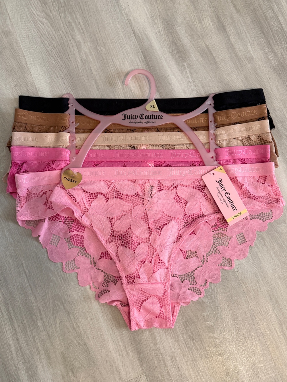 NEW Juicy Couture 5-Pack Cheeky Lace Panties Women's XL – NWT ($48 Retail)
